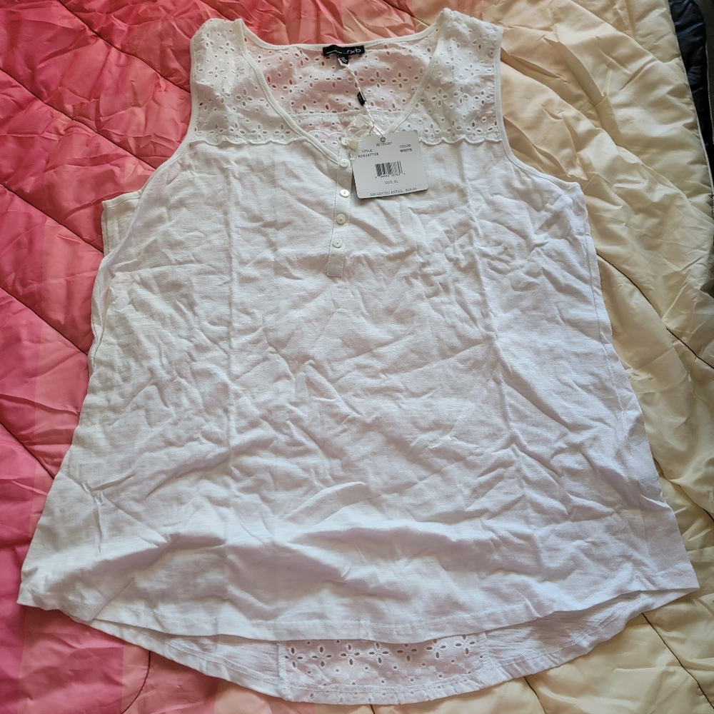 RXB White Eyelet Sleeveless Blouse